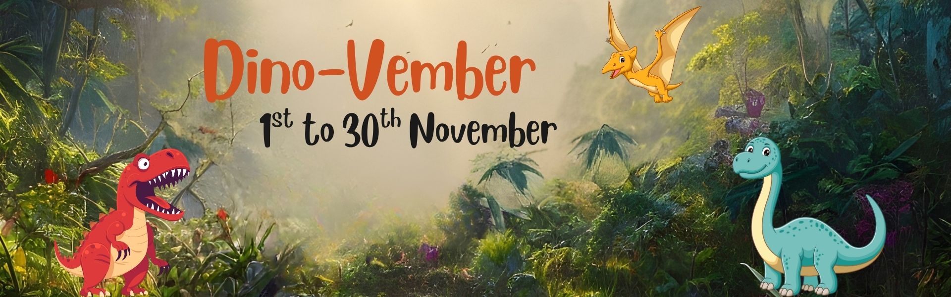 Beanstack web banner with pics of dinosaurs