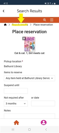 Screenshot of search breadcrumbs